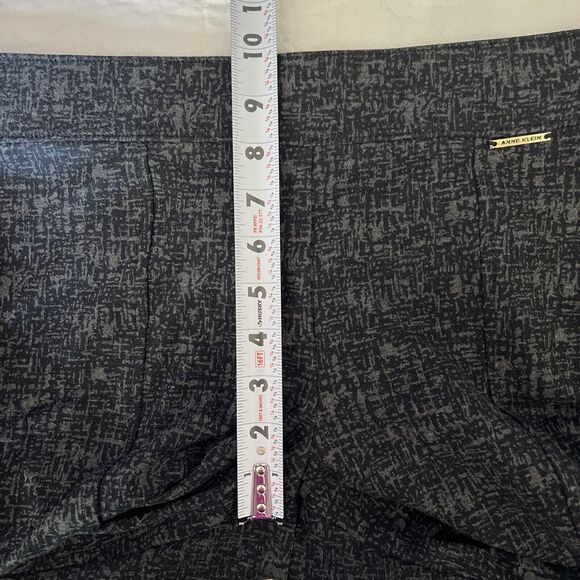 Anne Klein Pants Womens 10 Black Geometric Ponte Knit Pull On Ankle Career Work - Picture 10 of 12
